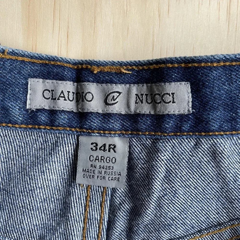 Vintage Y2K Claudio‎ Nucci Cargo Jeans Mens 34x30 Denim Straight Cargo Utility